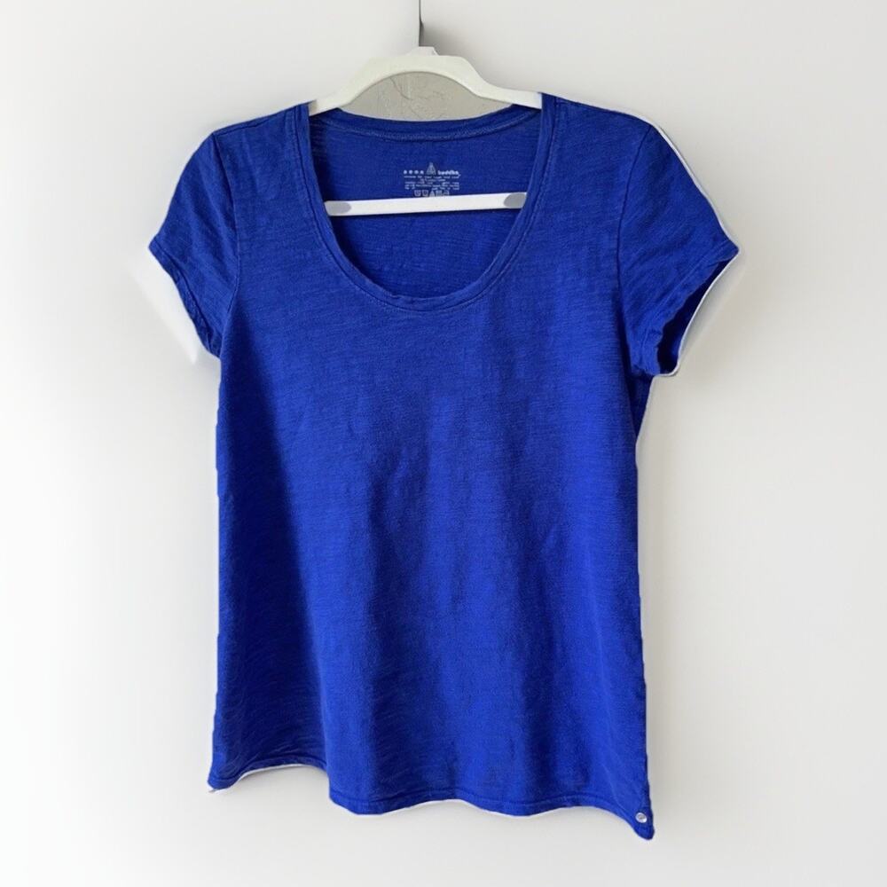 Neon Buddha SIZE SMALL Women’s Short Sleeve Shirt 100% Cotton Heathered Blue